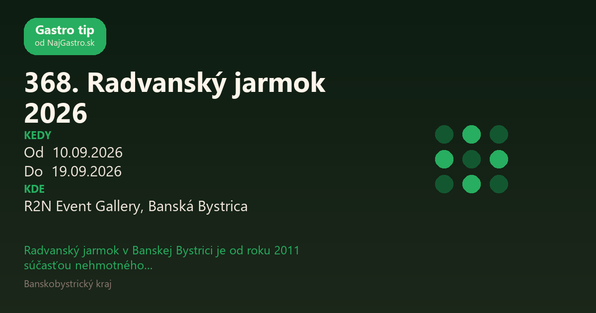 368. Radvanský jarmok 2026