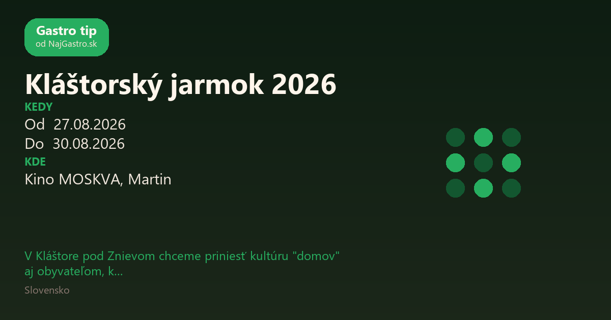 Kláštorský jarmok 2026