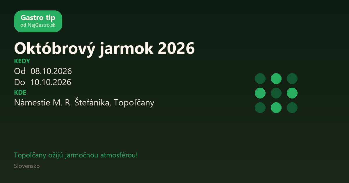 October Fair 2026 Topoľčany